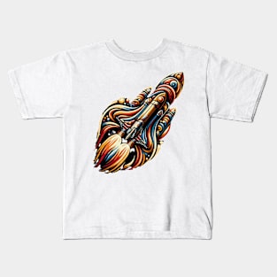 Cosmic Blaze: Abstract Artistry of NASA's Rocket Kids T-Shirt